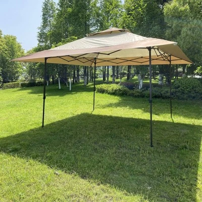 Wedohome Patio Pop-Up Gazebo Canopy Tent with Corner Curtain Brown 3 Wedohome Patio Pop-Up Gazebo Canopy Tent with Corner Curtain Brown