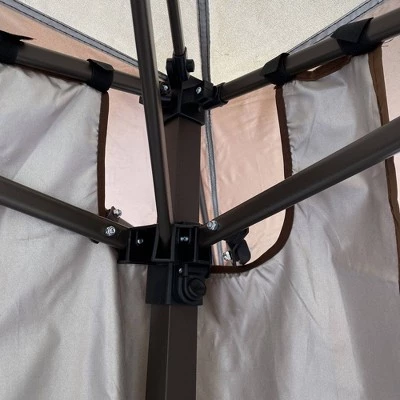 Wedohome Patio Pop-Up Gazebo Canopy Tent with Corner Curtain Brown 10 Wedohome Patio Pop-Up Gazebo Canopy Tent with Corner Curtain Brown - Image 8