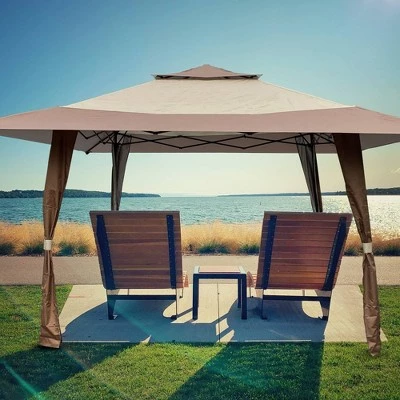 Wedohome Patio Pop-Up Gazebo Canopy Tent with Corner Curtain Brown 13 Wedohome Patio Pop-Up Gazebo Canopy Tent with Corner Curtain Brown - Image 11