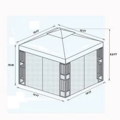 Wedohome 10' x 10' Outdoor Patio Gazebo Canopy Tent with Ventilated Double Roof and Mosquito Net Black/Beige -Outlet Camping Gear Store unnamed file 876