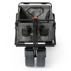 Mac Sports Heavy Duty Steel Frame Collapsible Folding 150-Lb Capacity Outdoor Beach Garden Utility Wagon Cart with 4 All Terrain Wheels & Table, Grey