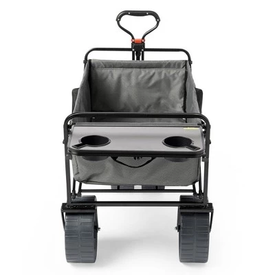 Mac Sports Heavy Duty Steel Frame Collapsible Folding 150-Lb Capacity Outdoor Beach Garden Utility Wagon Cart with 4 All Terrain Wheels & Table, Grey 5 Mac Sports Heavy Duty Steel Frame Collapsible Folding 150-Lb Capacity Outdoor Beach Garden Utility Wagon Cart with 4 All Terrain Wheels & Table, Grey - Image 3