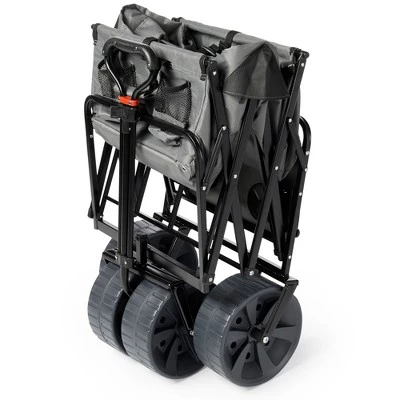 Mac Sports Heavy Duty Steel Frame Collapsible Folding 150-Lb Capacity Outdoor Beach Garden Utility Wagon Cart with 4 All Terrain Wheels & Table, Grey 6 Mac Sports Heavy Duty Steel Frame Collapsible Folding 150-Lb Capacity Outdoor Beach Garden Utility Wagon Cart with 4 All Terrain Wheels & Table, Grey - Image 4