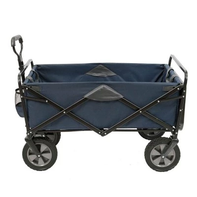 Mac Sports Heavy Duty Steel Frame Collapsible Folding 150 Pound Capacity Outdoor Garden Utility Wagon Yard Cart with Table and Cup Holders, Navy 3 Mac Sports Heavy Duty Steel Frame Collapsible Folding 150 Pound Capacity Outdoor Garden Utility Wagon Yard Cart with Table and Cup Holders, Navy