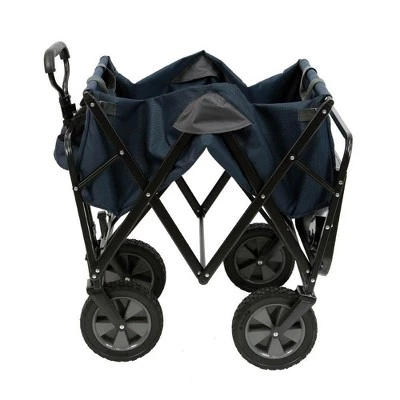 Mac Sports Heavy Duty Steel Frame Collapsible Folding 150 Pound Capacity Outdoor Garden Utility Wagon Yard Cart with Table and Cup Holders, Navy 4 Mac Sports Heavy Duty Steel Frame Collapsible Folding 150 Pound Capacity Outdoor Garden Utility Wagon Yard Cart with Table and Cup Holders, Navy - Image 2