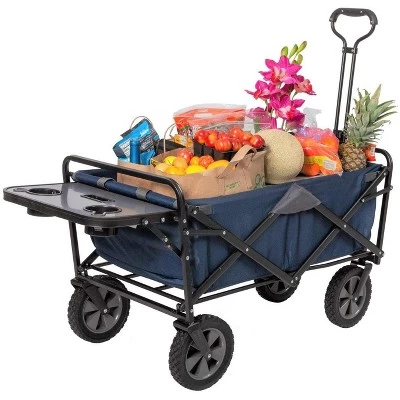 Mac Sports Heavy Duty Steel Frame Collapsible Folding 150 Pound Capacity Outdoor Garden Utility Wagon Yard Cart with Table and Cup Holders, Navy 6 Mac Sports Heavy Duty Steel Frame Collapsible Folding 150 Pound Capacity Outdoor Garden Utility Wagon Yard Cart with Table and Cup Holders, Navy - Image 4