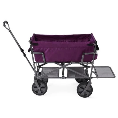 Mac Sports Double Decker Heavy Duty Steel Frame Collapsible Outdoor 150 Pound Capacity Yard Cart Utility Garden Wagon with Lower Storage Shelf, Purple 4 Mac Sports Double Decker Heavy Duty Steel Frame Collapsible Outdoor 150 Pound Capacity Yard Cart Utility Garden Wagon with Lower Storage Shelf, Purple - Image 2