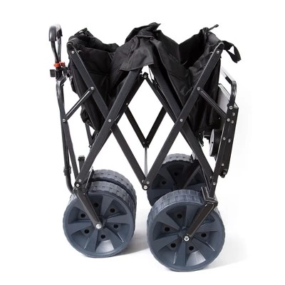 Mac Sports Heavy Duty Steel Frame Collapsible Folding 150-Lb Capacity Outdoor Beach Garden Utility Wagon Cart with 4 All Terrain Wheels & Table, Black 3 Mac Sports Heavy Duty Steel Frame Collapsible Folding 150-Lb Capacity Outdoor Beach Garden Utility Wagon Cart with 4 All Terrain Wheels & Table, Black