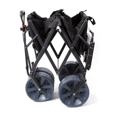 Mac Sports Heavy Duty Steel Frame Collapsible Folding 150-Lb Capacity Outdoor Beach Garden Utility Wagon Cart with 4 All Terrain Wheels & Table, Black 6 Mac Sports Heavy Duty Steel Frame Collapsible Folding 150-Lb Capacity Outdoor Beach Garden Utility Wagon Cart with 4 All Terrain Wheels & Table, Black - Image 4