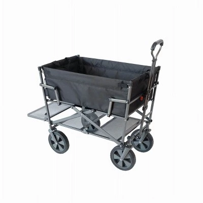 Mac Sports Double Decker Heavy Duty Steel Frame Collapsible Outdoor 150 Pound Capacity Yard Cart Utility Garden Wagon with Lower Storage Shelf, Black 5 Mac Sports Double Decker Heavy Duty Steel Frame Collapsible Outdoor 150 Pound Capacity Yard Cart Utility Garden Wagon with Lower Storage Shelf, Black - Image 3