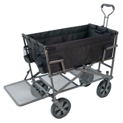 Mac Sports Double Decker Heavy Duty Steel Frame Collapsible Outdoor 150 Pound Capacity Yard Cart Utility Garden Wagon with Lower Storage Shelf, Black 6 Mac Sports Double Decker Heavy Duty Steel Frame Collapsible Outdoor 150 Pound Capacity Yard Cart Utility Garden Wagon with Lower Storage Shelf, Black - Image 4