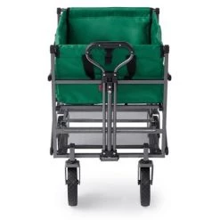 Mac Sports Double Decker Heavy Duty Steel Frame Collapsible Outdoor 150 Pound Capacity Yard Cart Utility Garden Wagon with Lower Storage Shelf, Green