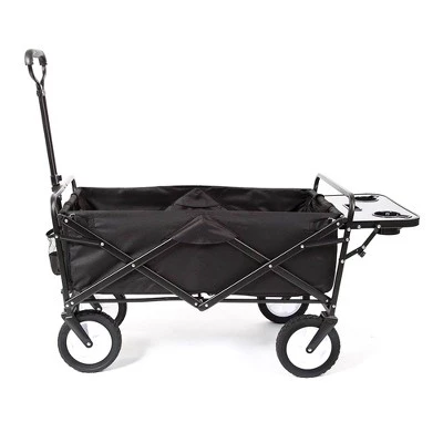 Mac Sports Heavy Duty Steel Frame Collapsible Folding 150 Pound Capacity Outdoor Garden Utility Wagon Yard Cart with Table and Cup Holders, Black 3 Mac Sports Heavy Duty Steel Frame Collapsible Folding 150 Pound Capacity Outdoor Garden Utility Wagon Yard Cart with Table and Cup Holders, Black