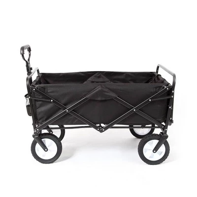 Mac Sports Heavy Duty Steel Frame Collapsible Folding 150 Pound Capacity Outdoor Garden Utility Wagon Yard Cart with Table and Cup Holders, Black 4 Mac Sports Heavy Duty Steel Frame Collapsible Folding 150 Pound Capacity Outdoor Garden Utility Wagon Yard Cart with Table and Cup Holders, Black - Image 2