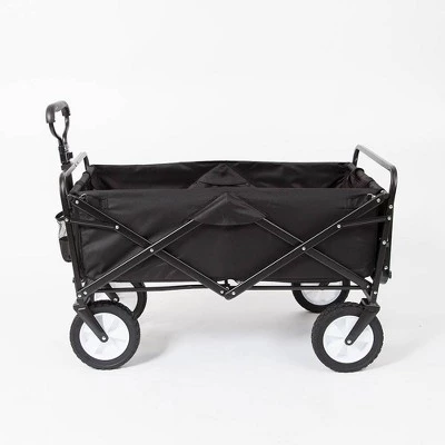 Mac Sports Heavy Duty Steel Frame Collapsible Folding 150 Pound Capacity Outdoor Garden Utility Wagon Yard Cart with Table and Cup Holders, Black 7 Mac Sports Heavy Duty Steel Frame Collapsible Folding 150 Pound Capacity Outdoor Garden Utility Wagon Yard Cart with Table and Cup Holders, Black - Image 5