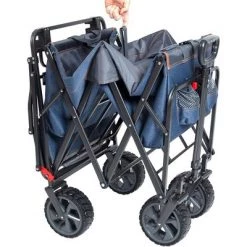 Mac Sports Collapsible Folding Heavy Duty Push Pull Utility Cart Wagon with 2 Adjustable Handles and Extra Large Wheels, Holds Up to 300 Pounds, Blue -Outlet Camping Gear Store unnamed file 8927