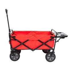 Outlet Camping Gear Store 7 Mac Sports Heavy Duty Steel Frame Collapsible Folding 150 Pound Capacity Outdoor Garden Utility Wagon Yard Cart with Table and Cup Holders, Red