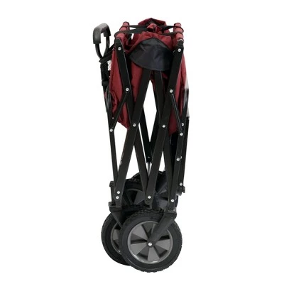 Mac Sports Heavy Duty Steel Frame Collapsible Folding 150 Pound Capacity Outdoor Garden Utility Wagon Yard Cart with Table and Cup Holders, Maroon 3 Mac Sports Heavy Duty Steel Frame Collapsible Folding 150 Pound Capacity Outdoor Garden Utility Wagon Yard Cart with Table and Cup Holders, Maroon - Image 2