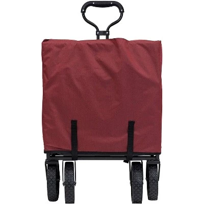 Mac Sports Heavy Duty Steel Frame Collapsible Folding 150 Pound Capacity Outdoor Garden Utility Wagon Yard Cart with Table and Cup Holders, Maroon 6 Mac Sports Heavy Duty Steel Frame Collapsible Folding 150 Pound Capacity Outdoor Garden Utility Wagon Yard Cart with Table and Cup Holders, Maroon - Image 5